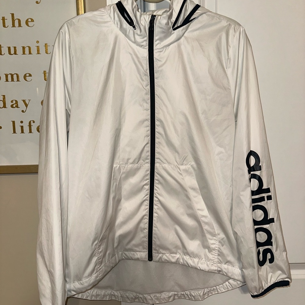 Adidas White Windbreaker / size M - Picture 2 of 8